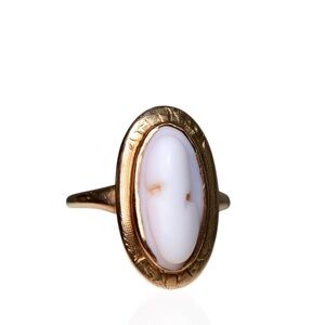 Vintage 10K Gold Shell Cameo Ring Mid Century Carved Cameo Size 4.75